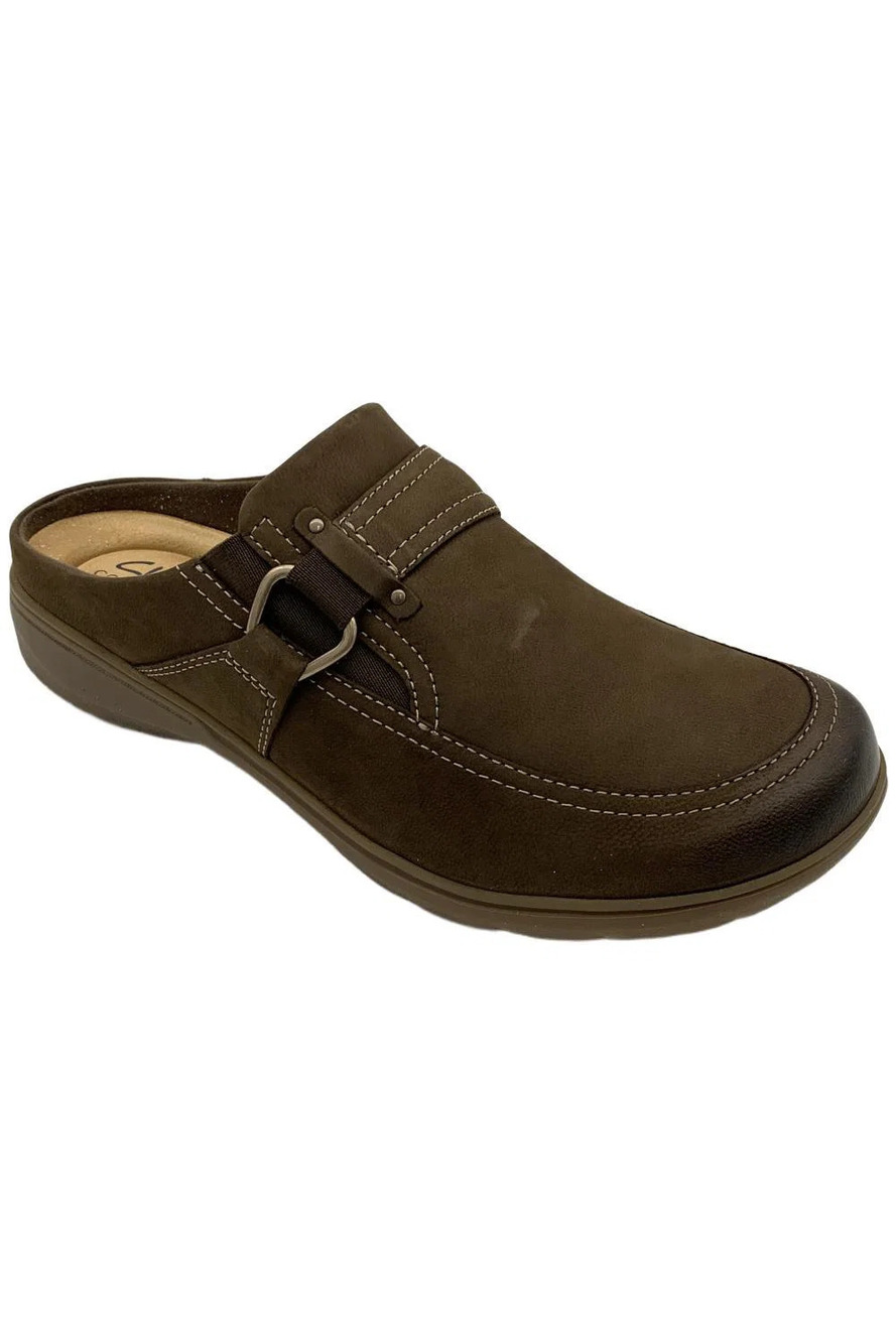 Clarks Collection Women's Carleigh Viola Nubuck Leather Mule Mushroom - Wide